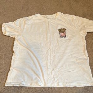 White T-shirt fries logo